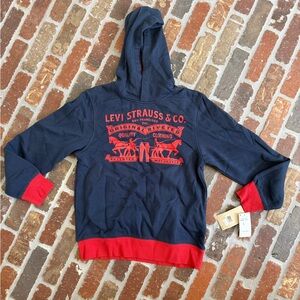 Levi's Men's Blue and Red Graphic Hoodie